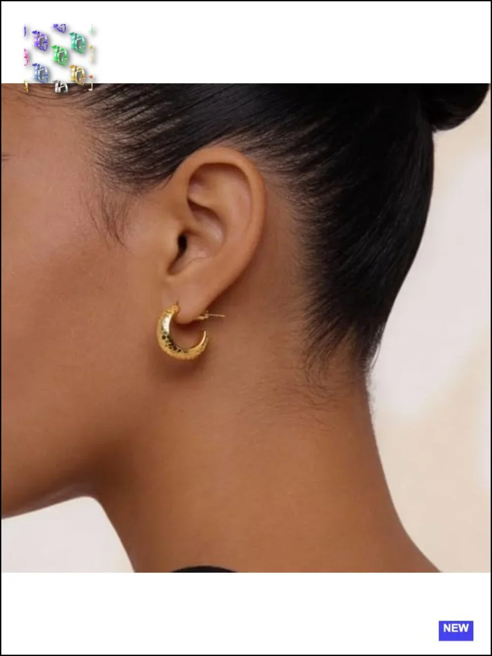 Small Hoop Earrings for Women Wide Half Huggie Hoops Chunky 18K Real Gold